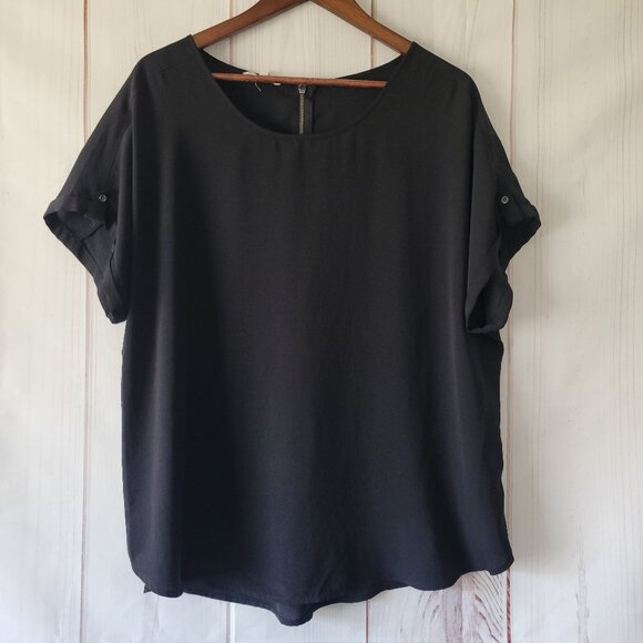 Maurices Cap Sleeve Blouse, Relaxed Fit Top, Women’s XL, Black, Casual Shirt - Picture 1 of 9